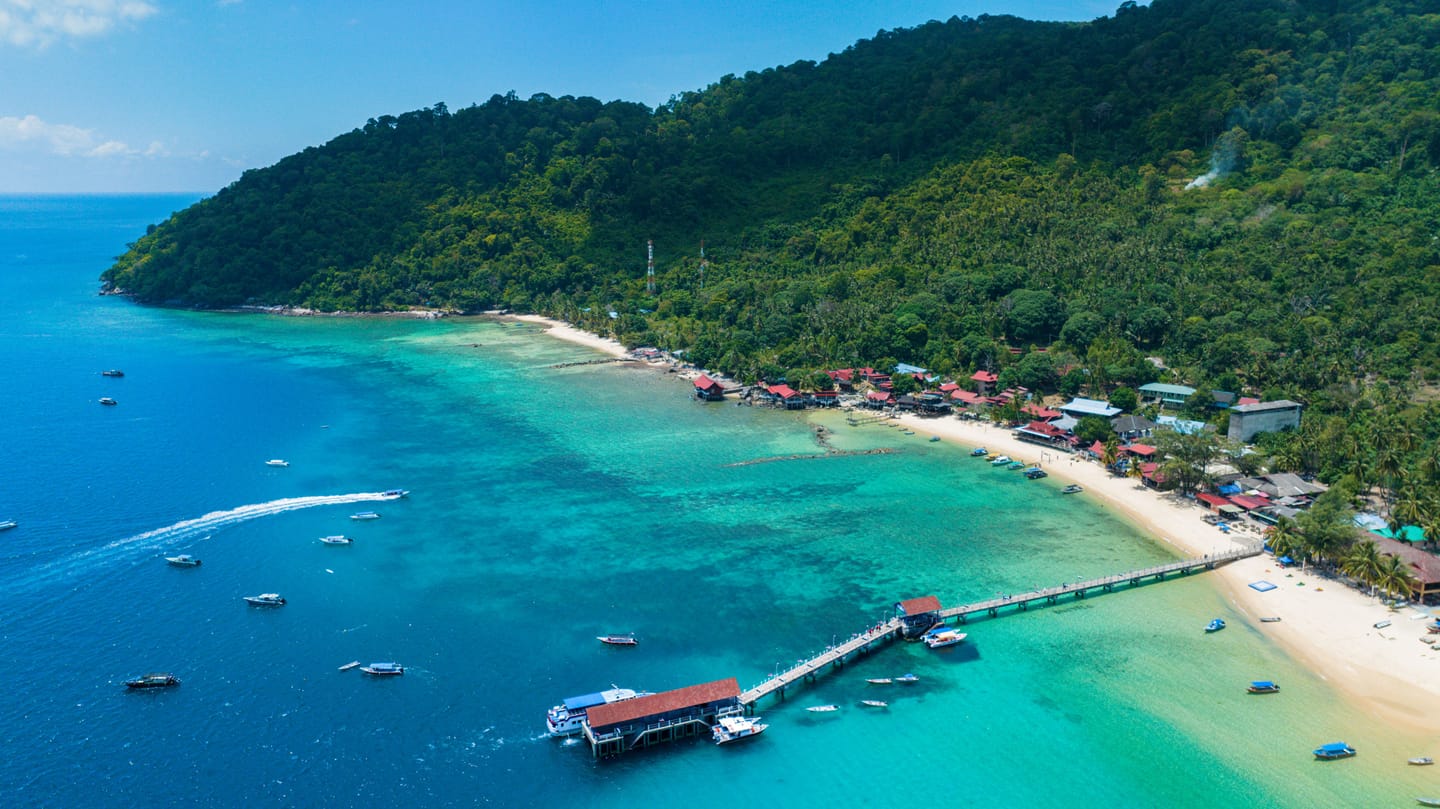 Eau translucide et tortue aux îles Perhentian.