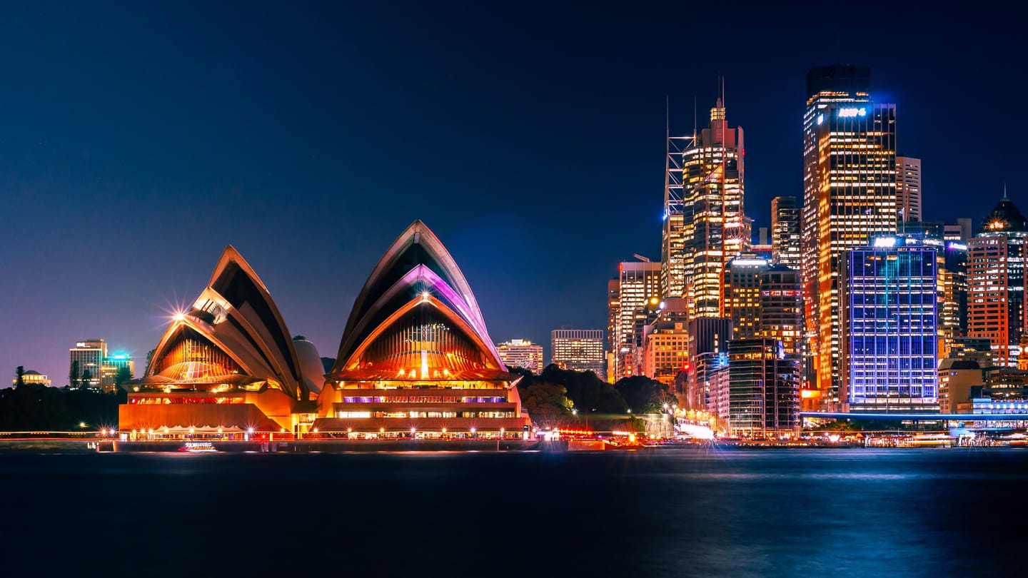 Sydney harbour, the Opera House and the ferries.